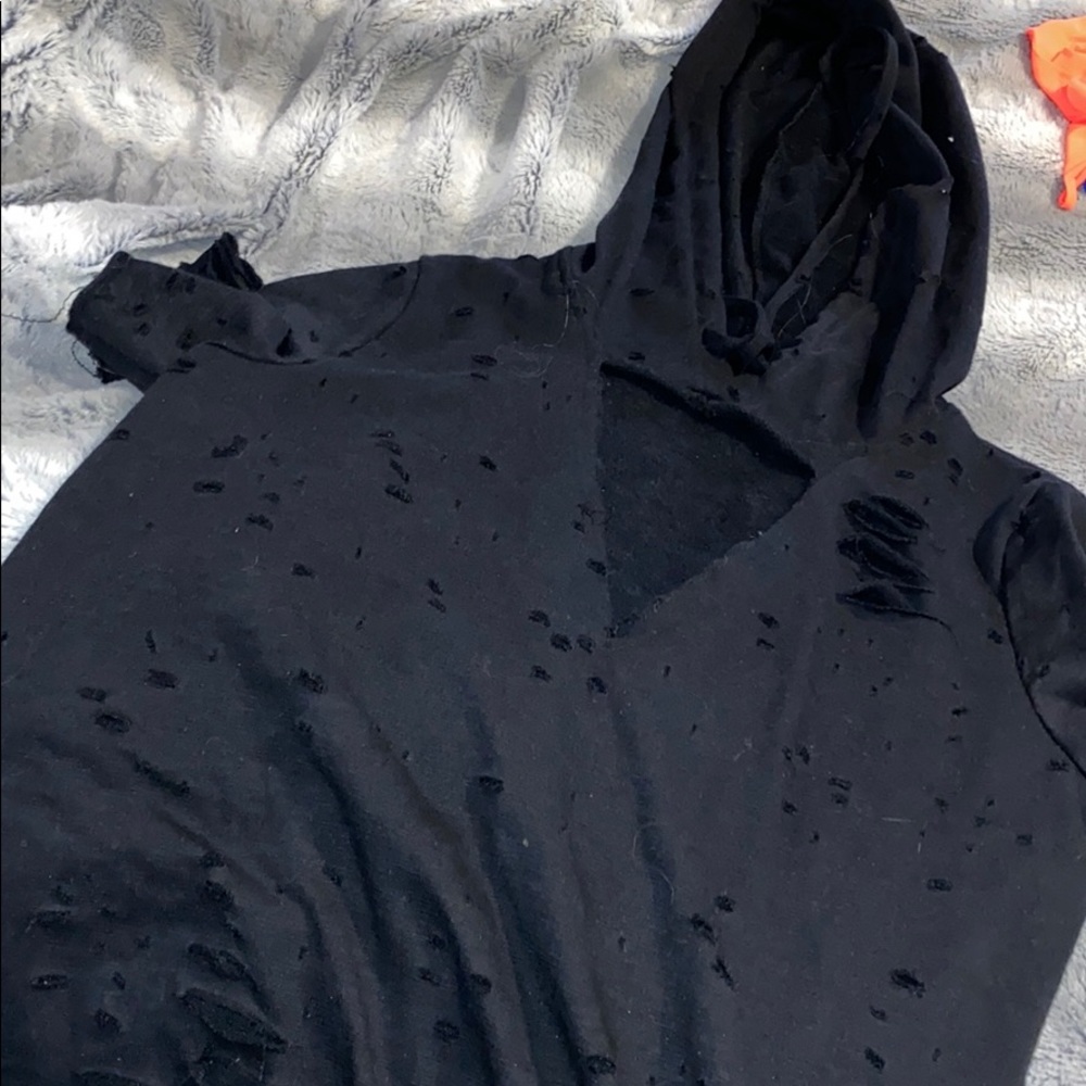 Black, destroyed tee